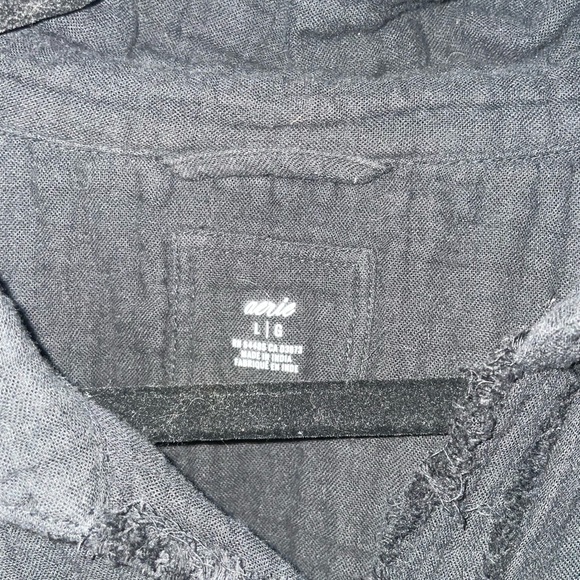 Aerie Black Oversized Cotton Textured Distressed Button Down Shirt Large - Picture 2 of 3